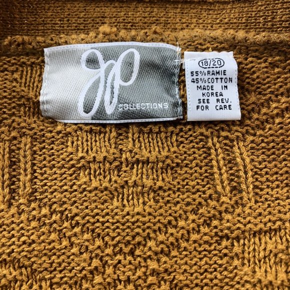 Vintage JP collection Womens XL Plus 18/20 Cardigan Gold Long Sleeve Sweater - Picture 5 of 7